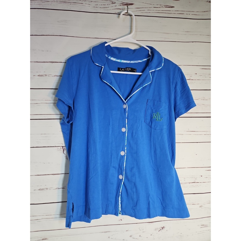 Lauren Ralph Lauren Blue Pajama Set Cotton Capri Pants M
